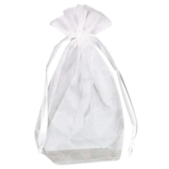 Image sur Box Bottom Organza Bag - White