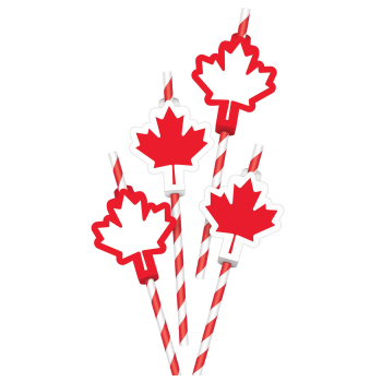 Picture of Maple Leaf Paper Straws