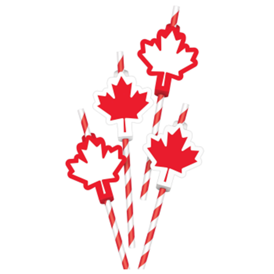 Picture of Maple Leaf Paper Straws