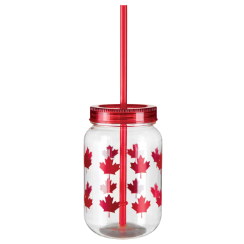 Picture of Maple Leaf Scatter Mason Cup w/ Straw