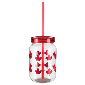 Image de Maple Leaf Scatter Mason Cup w/ Straw