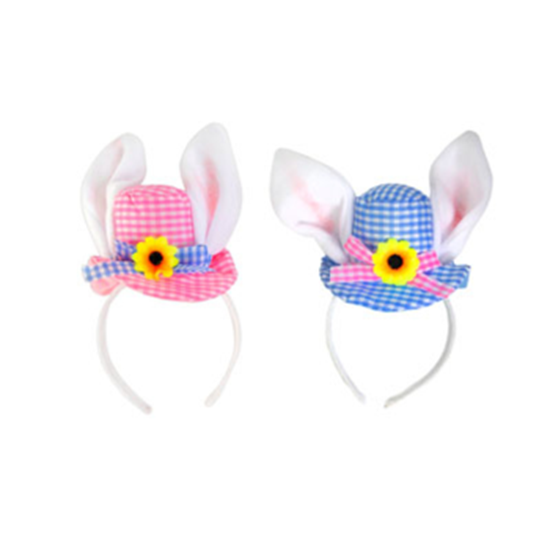 Image sur WEARABLES - EASTER HEADBAND W/CHECKERED HAT & BUNNY EARS 