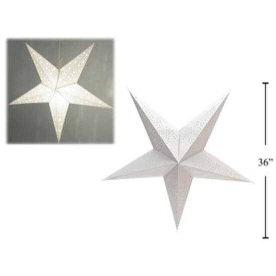 Image sur WHITE - 3D PAPER CUTOUT STAR - 36"