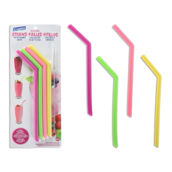 Image sur TABLEWARE - NEON SILICONE SMOOTHIE DRINK STRAW