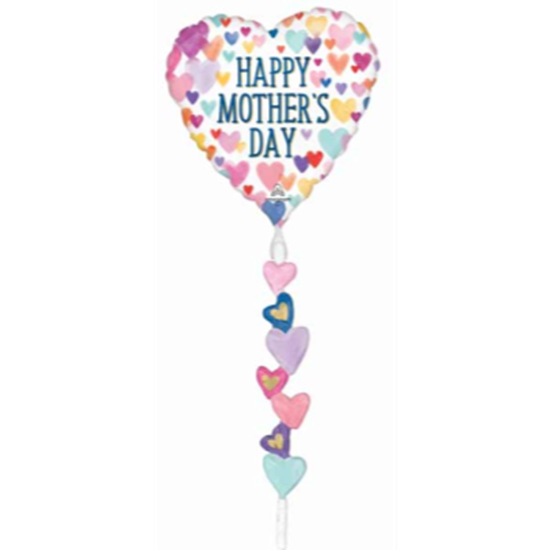 Image sur 69'' FOIL - HAPPY MOTHER'S DAY SPRINKLED HEARTS with AIR FOIL NECK