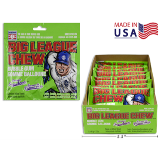 Picture of 1 PACK BIG LEAGUE CHEW - SOUR APPLE BUBBLE GUM