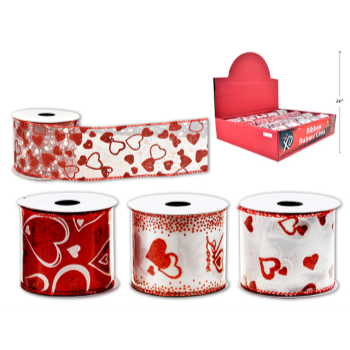 Image de DECOR - 3yd Valentines Printed Wired Ribbon