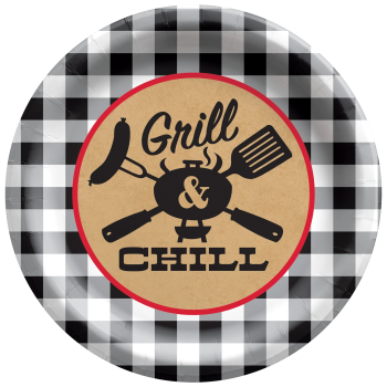 Image de TABLEWARE - BBQUE Black Gingham 8 1/2" Round Plates