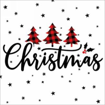 Picture of TABLEWARE - CHRISTMAS PLAID TREES LUNCHEON NAPKIN
