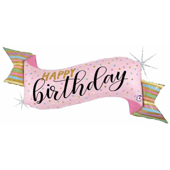 Picture of 45" HAPPY BIRTHDAY PASTEL BANNER HOLOGRAPHIC SUPERSHAPE
