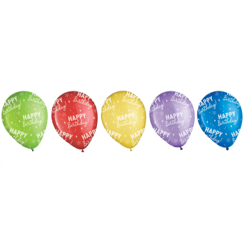Picture of Happy Birthday" Printed Balloons - Assorted Primary