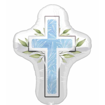 Image de 28" FOIL - FIRST COMMUNION BLUE CROSS SHAPE
