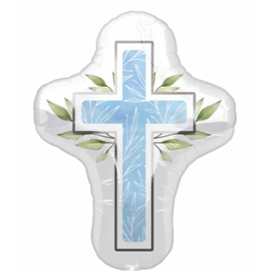 Image sur 28" FOIL - FIRST COMMUNION BLUE CROSS SHAPE