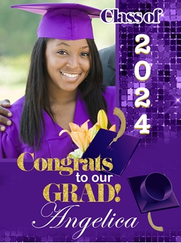 Image de LAWN YARD SIGN - GRAD COLOUR PURPLE - ADD A IMAGE