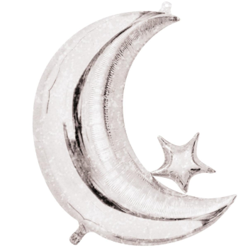 Image de 24" FOIL - Starry Night Moon Shaped Metallic Balloon