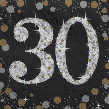 Image de 30TH - SPARKLING "NUMBER ONLY" BEVERAGE NAPKIN