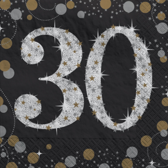 Image sur 30TH - SPARKLING "NUMBER ONLY" BEVERAGE NAPKIN