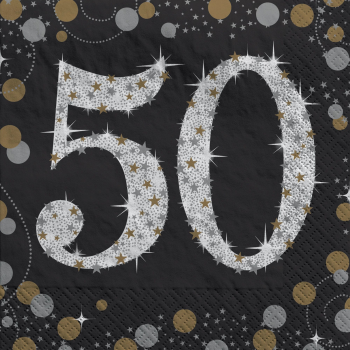 Image de 50TH - SPARKLING "NUMBER ONLY" BEVERAGE NAPKIN