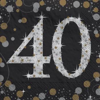 Image de 40TH - SPARKLING "NUMBER ONLY" BEVERAGE NAPKIN