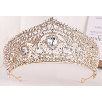 Image de CROWN - FULL PANEL TIARA WITH GEMS - GOLD or SILVER