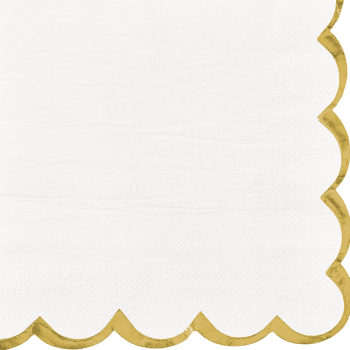 Image de TABLEWARE - Beverage Napkin Scalloped Edge w/Hot Stamp - White