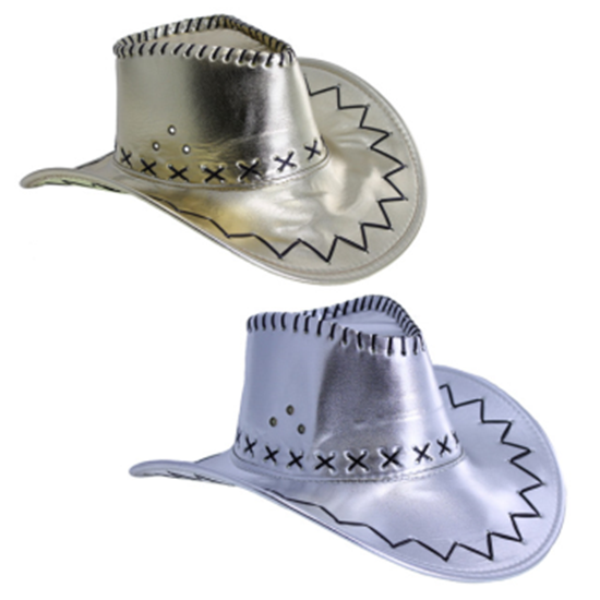 Image sur WEARABLES - SHINY GOLD or SILVER COWBOY HAT