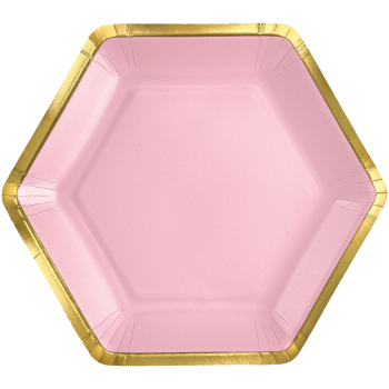 Image de TABLEWARE - 7" Hex Metallic Paper Plate - Rose