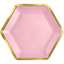 Image de TABLEWARE - 7" Hex Metallic Paper Plate - Rose