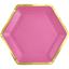 Picture of TABLEWARE - 9" Hex Metallic Paper Plate - Bright Pink