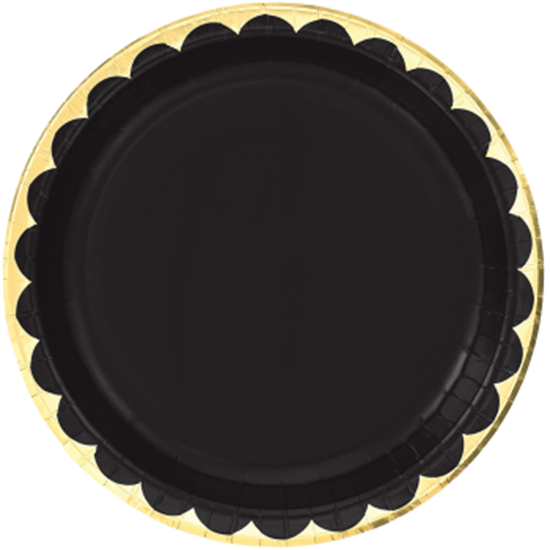 Image sur TABLEWARE - 6 3/4" Metallic Paper Plate - Black