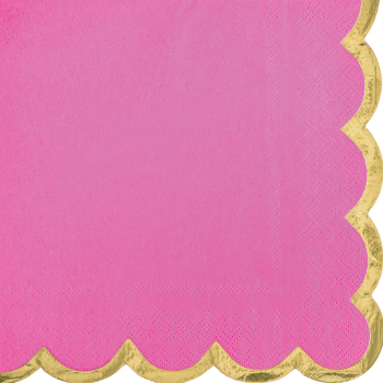 Image de TABLEWARE - Luncheon Napkin Scalloped Edge w/Hot Stamp - Bright Pink