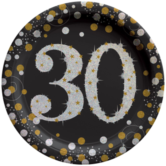 Image sur 30th SPARKLING "NUMBER ONLY" - 9" PRISMATIC PLATE         