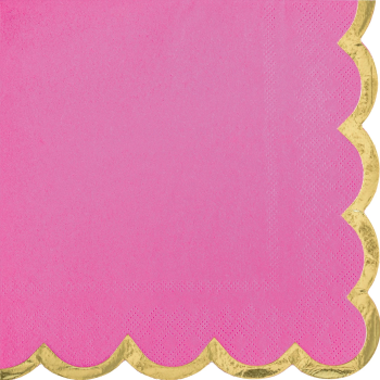 Image de TABLEWARE - Beverage Napkin Scalloped Edge w/Hot Stamp - Bright Pink