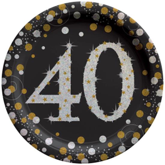 Image sur 40th SPARKLING "NUMBER ONLY" - 9" PRISMATIC PLATE         