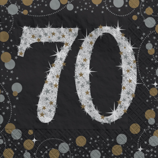Image sur 70TH - SPARKLING "NUMBER ONLY" BEVERAGE NAPKIN