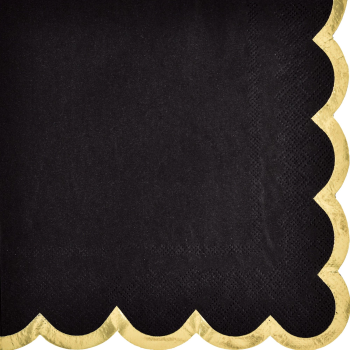 Image de TABLEWARE - Luncheon Napkin Scalloped Edge w/Hot Stamp - Black