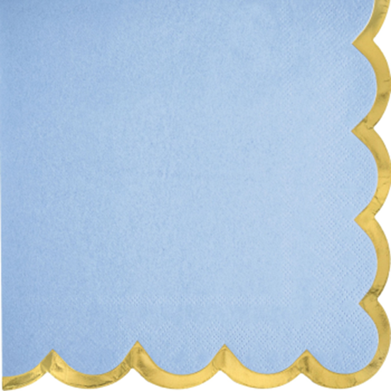 Image sur TABLEWARE - Beverage Napkin Scalloped Edge w/Hot Stamp - Ice Blue