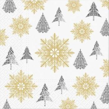 Picture of TABLEWARE - TREES AND SNOWFLAKES LUNCHEON NAPKIN