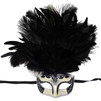 Image de MASQUERADE PLUME BLACK W/ FLOWERS BLACK