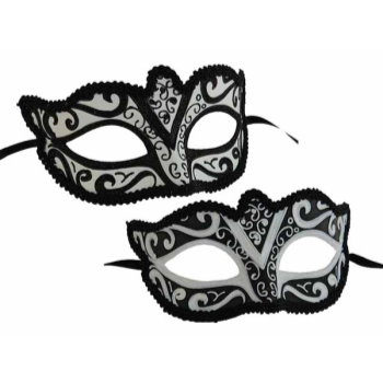 Image de VENETIAN STYLE MASK BLACK & WHITE GLITTER