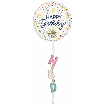Image de CONFETTI SPRINKLE HBD 69" FOIL WITH TAIL