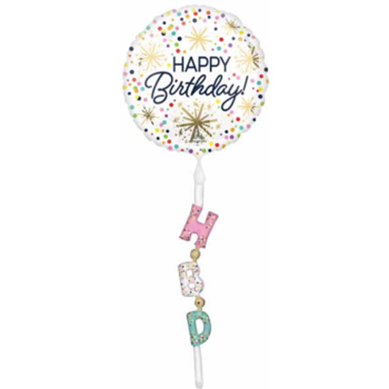 Image sur CONFETTI SPRINKLE HBD 69" FOIL WITH TAIL