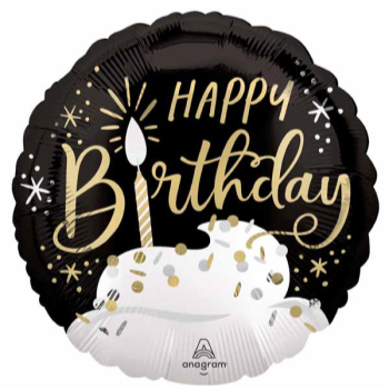 Image de 18" FOIL - BIRTHDAY WISHES CUPCAKE - BLACK/GOLD