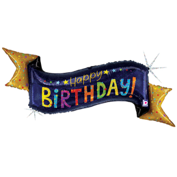 Image de 51" NAVY BLUE BIRTHDAY BANNER FOIL SUPERSHAPE