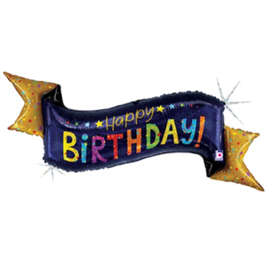 Picture of 51" NAVY BLUE BIRTHDAY BANNER FOIL SUPERSHAPE
