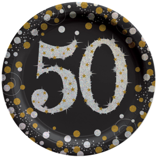 Image sur 50th SPARKLING "NUMBER ONLY" - 9" PRISMATIC PLATE         