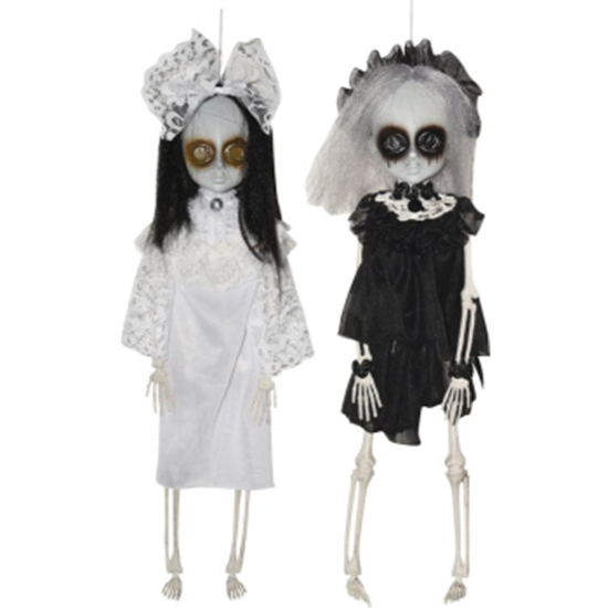 Picture of 16" SKELETON DOLLS - WHITE / BLACK DRESSES
