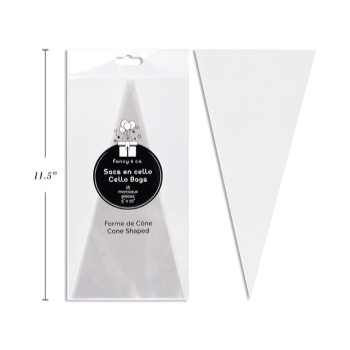 Image de Clear Cello Treat Bags - Cone Shape 5''x10'' 