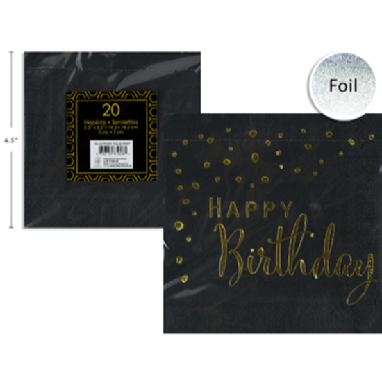 Picture of TABLEWARE - Happy Birthday Black Lunch Napkins