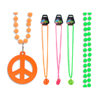 Image de 60's - Neon Beaded Necklace w/Peace Pendant
